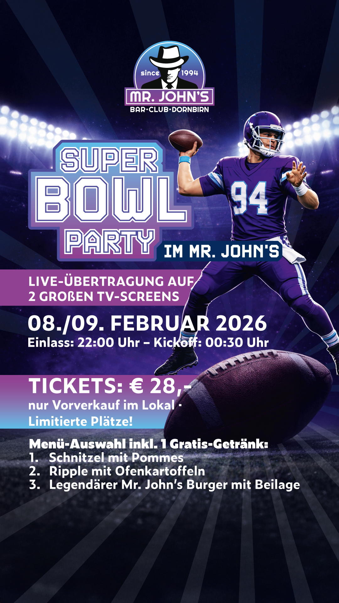 Mr. John's BAR. CLUB. DORNBIRN. | Super Bowl Party Mr. John's BAR. CLUB. DORNBIRN. | Super Bowl Party